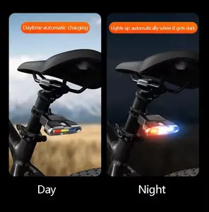 פנס אחורי סולארי לאופניים עם טעינת USB Type-C וחיישן אור דגם F4